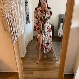 Mason Grey Velvet Rose Robe